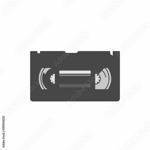 Retro VHS Tape Cassette with Gray and White Elements on White Background Showing Vintage Media Storage and Playback Device