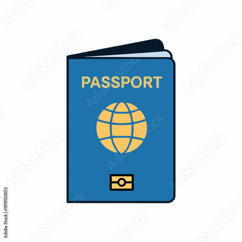 Blue Passport With Golden Globe Emblem And Identification Symbol Isolated On White Background Travel Document For International Journeys