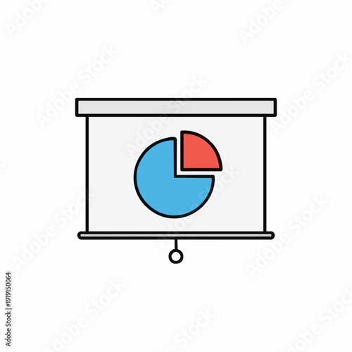 Simple Pie Chart Presentation Screen with Blue and Red Segments on a White Background