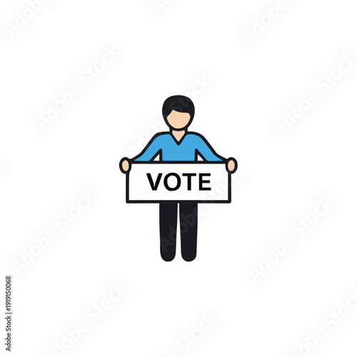 Person Holds Sign with Vote Text on White Background Symbolizing Election and Democracy