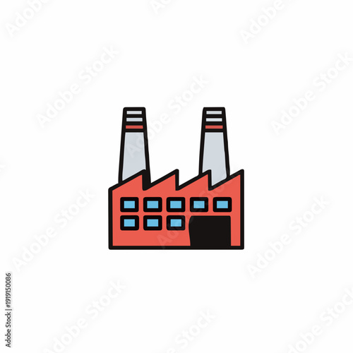Red Brick Factory Building With Two Tall Smokestacks Industrial Architecture Factory Exterior Minimalist Design