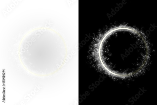 Fotografi glowing particle circle, light dust, twirl design element, isolated on transpare