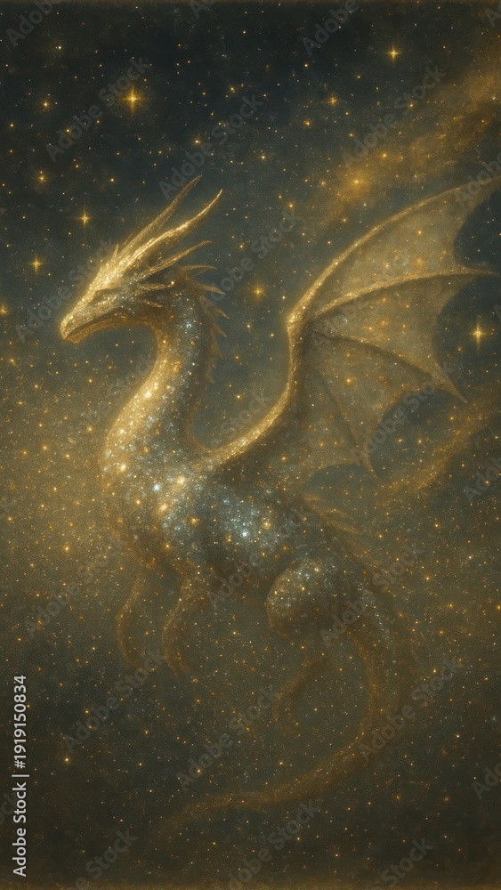 Fototapeta premium Majestic dragon amidst stars mobile wallpaper