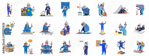 Young Astronauts' Imaginative Play: Exploring Space, Rockets, and Stars