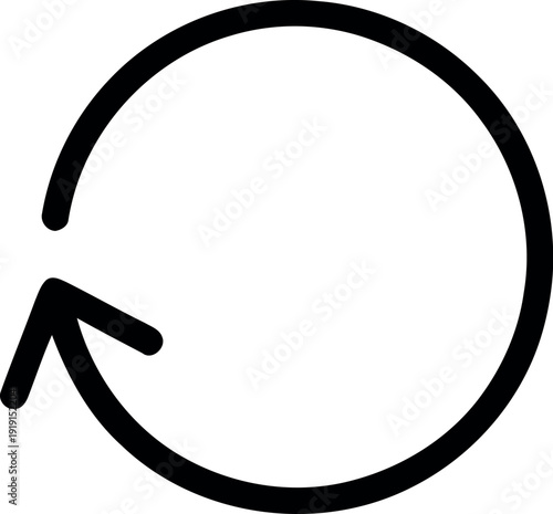 A black circular arrow pointing counterclockwise with a thick outline