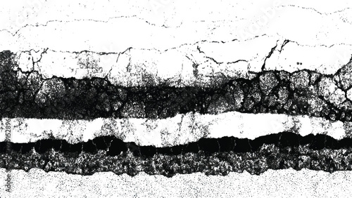 Grunge texture with cracked and peeling layers on transparent background