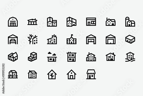 Houses Line Icon Set