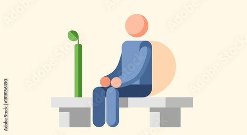 Person Sitting on Bench with Microphone.