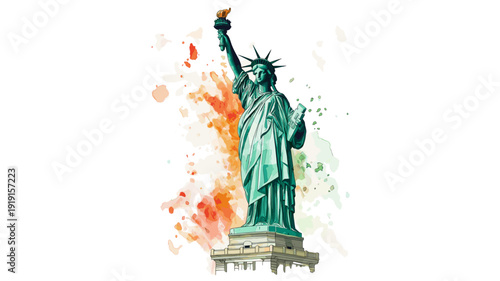 Statue of Liberty. Statue of Liberty hand drawn watercolor illustration