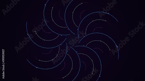 Abstract Swirling Lines Dark Background Animation.