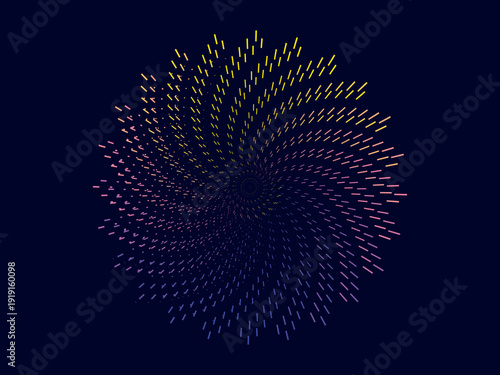 Dark background music poster design. Electro Sound Cover Template with dynamic abstract gradient circular geometric pattern shapes for t-shirt screen printing, technology, digital, parties, festivals 