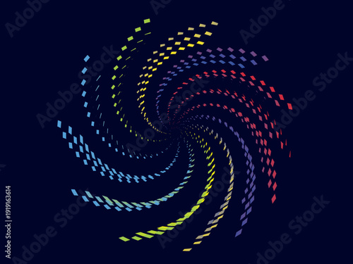Dark background music poster design. Electro Sound Cover Template with dynamic abstract gradient circular geometric pattern shapes for t-shirt screen printing, technology, digital, parties, festivals 