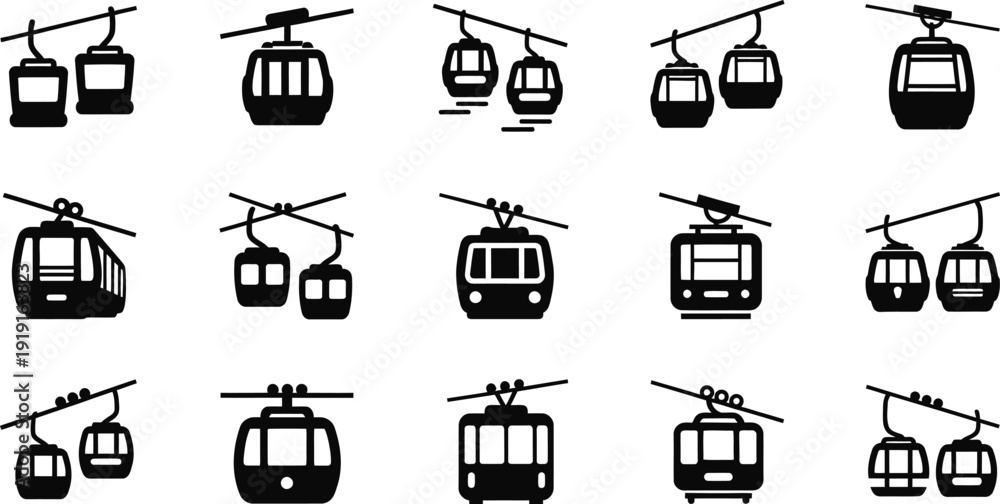 Εκτύπωση καμβά A collection of gondola lifts and cable cars in various orientations