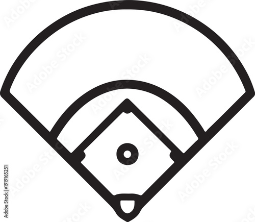 Baseball field icon vector template for sport stadium map signage and team game design layout