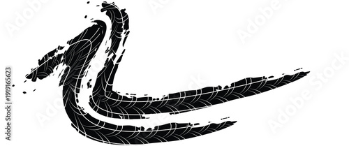 Tire tread marks, wheel textures, tire marks - car racing, motocross, drift, rally, off-road and others. Vector black isolated texture in grunge style with splashes.eps10