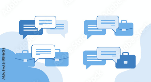 Business communication and negotiation with briefcase and message bubbles design