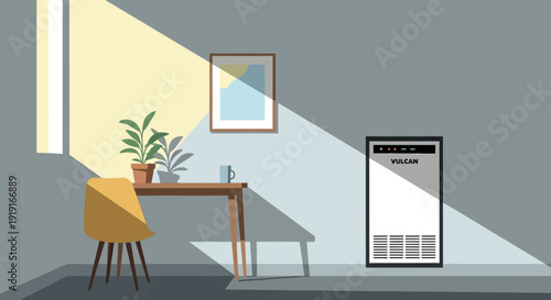 Smartphone Standing Near Desk with Plant.