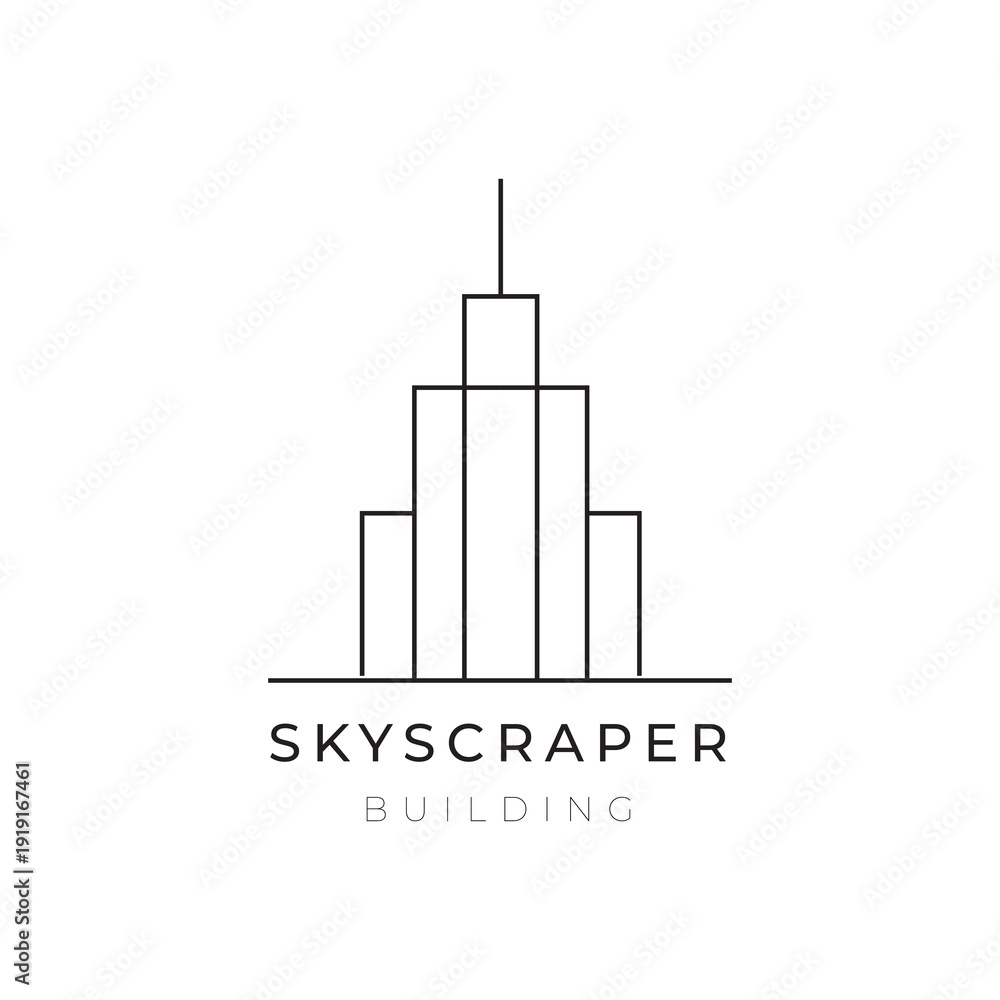 Obraz premium skyscraper construction minimalist logo design vector
