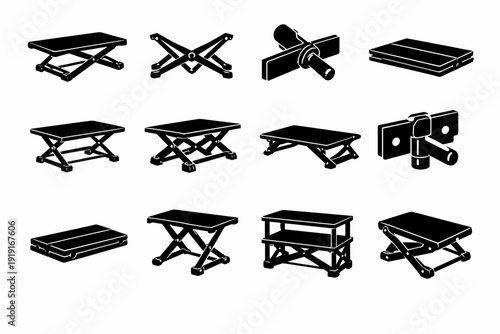 Icon mode frame fold stand generation vector hinge locking image lightweight simple