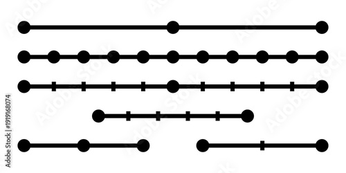 Black measurement scale bars vector set. Map symbol