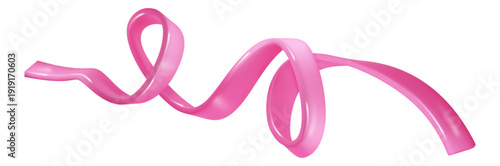 Breast cancer awareness ribbon in pink PNG. Female health symbol with butterfly accents, representing hope, support, and solidarity during awareness month campaigns.