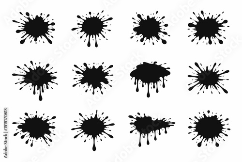 Bold sharp silhouette vector ink blot edge image icon simple generation pigment