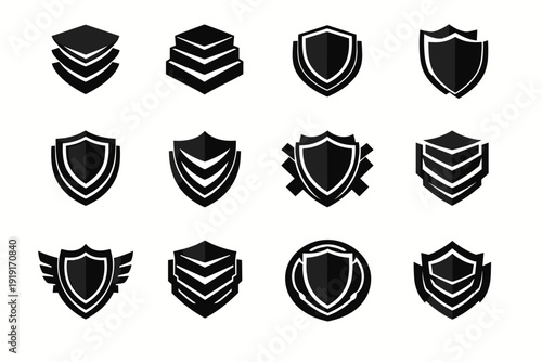 Generation tiered icon depth crest simple shapes overlapping vector emblem badge image