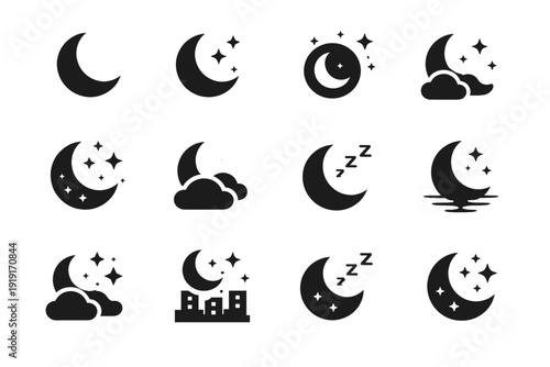 Interface simple night emblem vector mode icon glyph nocturnal image library dashboard