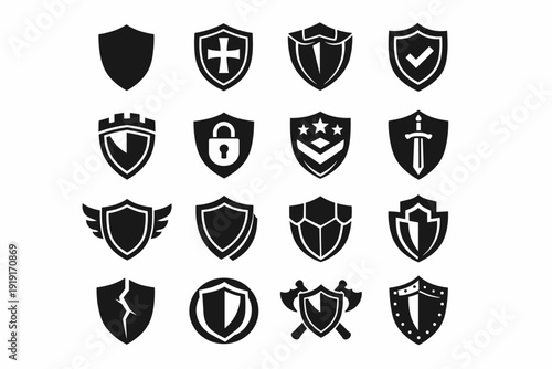 Protection vector sigil emblem shield icons icon form crest shape bold power