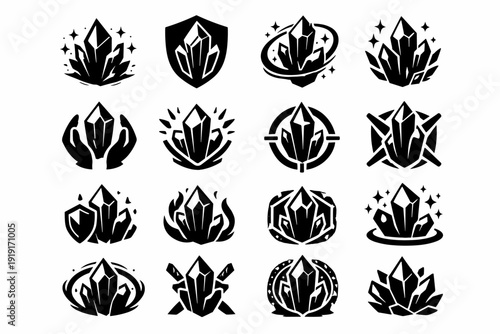 Obsidian vector symbol protective generation simple emblem icon image mineral glyph silhouette