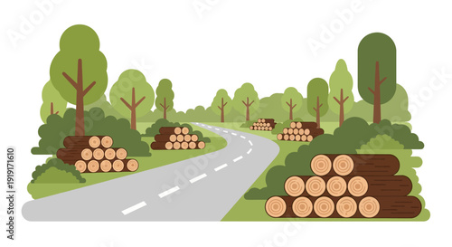 Logs on the roadside.