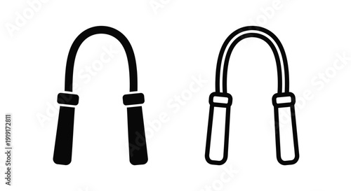 Two black jump ropes with handles presented in a simple line drawing
