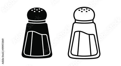 Simple black and white illustration of a salt and pepper shaker set