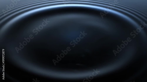 Close up of blue light radiating concentric sound waves on a dark surface for technology communication concept and digital data visualization