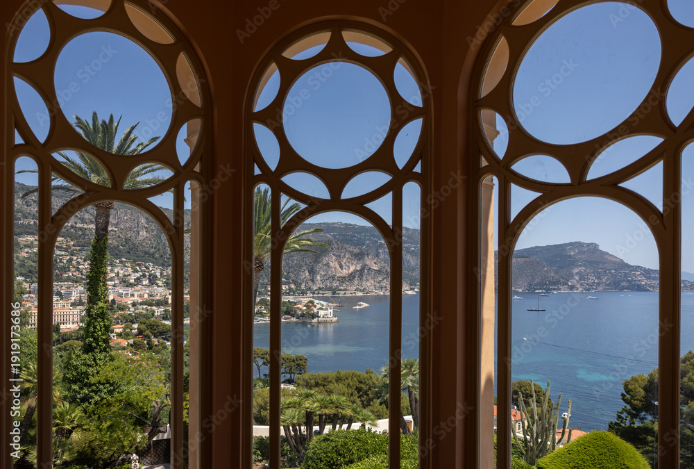 Αυτοκόλλητο Saint-Jean-Cap-Ferrat, France - View of the French Riviera coast from the Villa