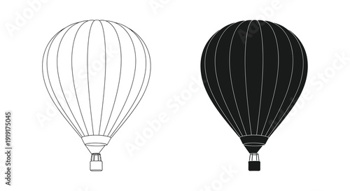A striking comparison of two hot air balloons one white and one black presented as a silhouette high quality