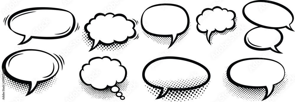 Ταπετσαρία speech bubbles with various shapes and shading effects for comic book illustrati
