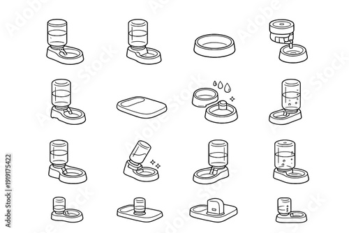 Bottle base pet water accessory vector icon station feeder dispenser modern gravity