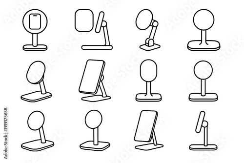 Icon interface joint magnetic form stand modern lines balanced phone pad vector