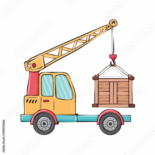 Crane Truck Lifting Container.