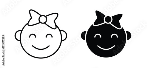 Baby girl face icon illustration sign collection. vector symbol or logo.