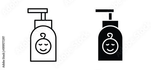 Baby shampoo icon. black and white line icons pack.