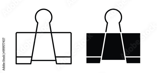 Binder clip icon. black and white line icons pack.