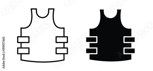 Bulletproof vest icon. black and white line icons pack.