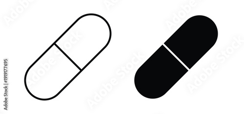 Capsule icon. black and white line icons pack.