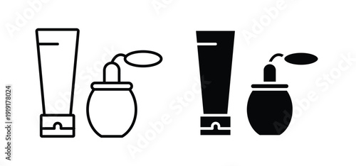 Cosmetics icon. black and white line icons pack.