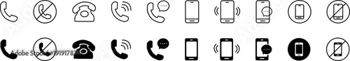 Contact Us Phone Icon Set � Telephone Call & Ringing Cell Phone Vector Illustration Isolated on White Background