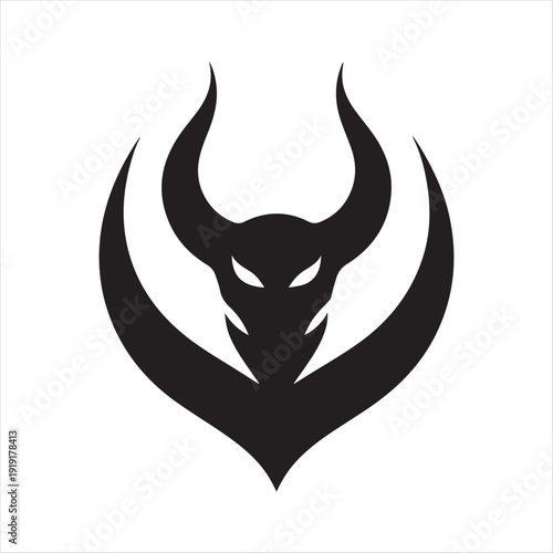 Devil vector silhouette outline logo design concept illustration 