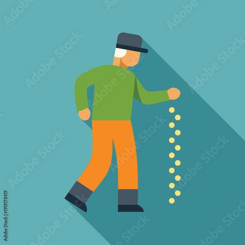 Farmer sowing seeds planting agriculture gardening concept