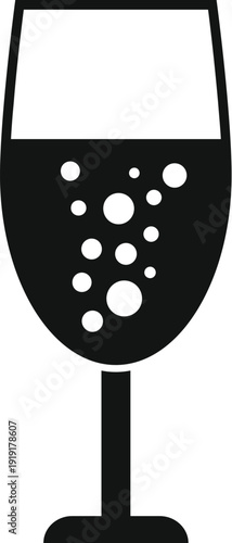 Champagne glass with sparkling bubbles representing celebration, toast, and festivity